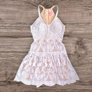 LILLY PULITZER White Eyelet Lace Adella Tiered Dress 0